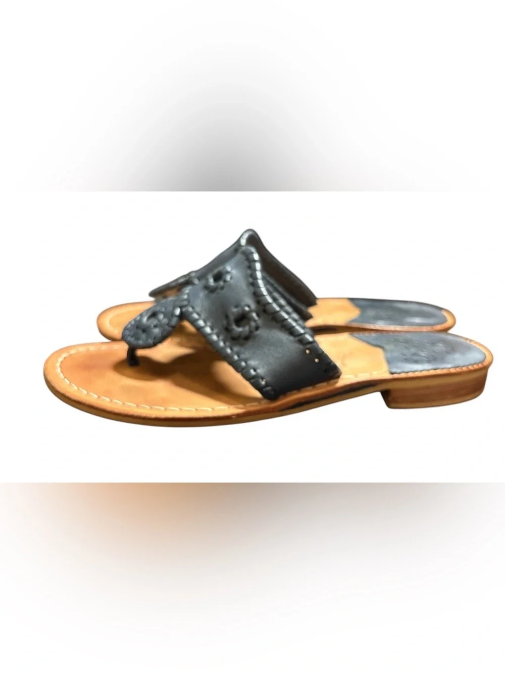 Jack Rogers Navy Leather  Sandals,Size 7